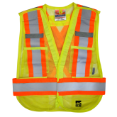 Open Road 5 Point Tear Away Safety Vest – Vi-brance¬ 4″ Safety Stripes –  Polyester Mesh, Safety Vest, 4 Pockets, D-Ring Access, Fits All,  Fluorescent Green – 6115G